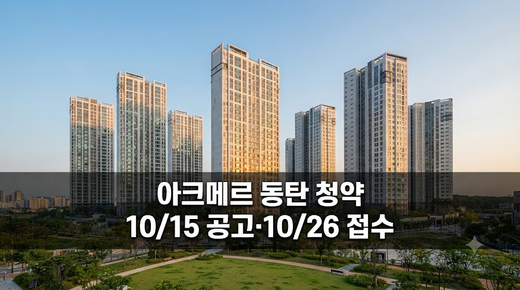 아크메르 동탄 청약 일정, 10월 15일 공고·26일 접수